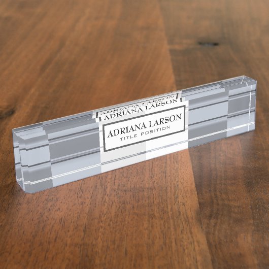 Graue Töne Rechtecke Muster Namensplakette (Seite)