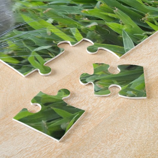 Graue Tortoiseshell Katze im Gras Puzzle (Seite)