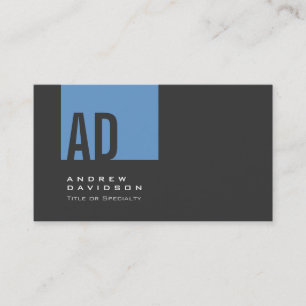 Graue trendy blaue Streifen-Monogramm-Visitenkarte Visitenkarte