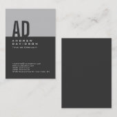 Graue Trendy Strip Monogram White Business Card Visitenkarte (Vorne/Hinten)