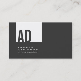 Graue Trendy White Strip Monogram Business Card Visitenkarte