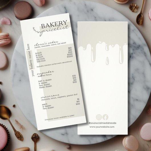 Graue Tropfen Menü Bäckerei Preis Liste