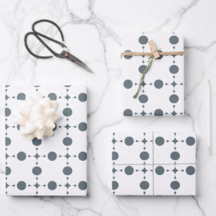 Graue Tupfen, Tupfenmuster, Punkte, Gepunktet Geschenkpapier Set