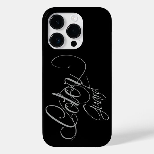 Graue Typografie auf der Schwarzen Farbwache Case-Mate iPhone Hülle (Rückseite)