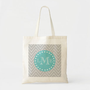 Graue u. aquamarine moderne Zickzack Tragetasche