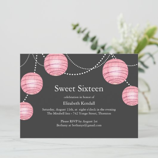 Graue u. rosa Einladung des (Stehend Vorderseite)