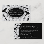 Graue u. schwarze Friseursalon-Werkzeuge Visitenkarte (Vorne/Hinten)