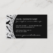 Graue u. schwarze Friseursalon-Werkzeuge Visitenkarte (Rückseite)