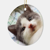 Graue u. weiße Kätzchen-Verzierung Keramikornament (Links)