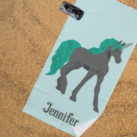 Graue und Aquamarine Einhorn Personalisiert