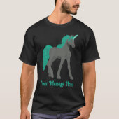 Graue und Aquamarine Einhorn Personalisiert T-Shirt (Vorderseite)