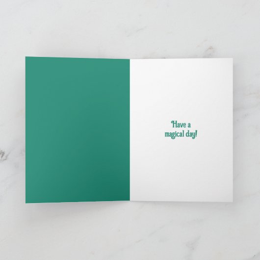 Graue und Aquamarine Einhorn Personalisierter Gebu Karte (Innenseite)