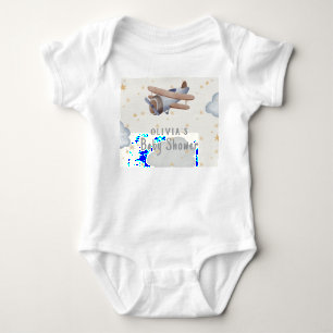 Graue und beige Wasserfarbendusche Baby Strampler