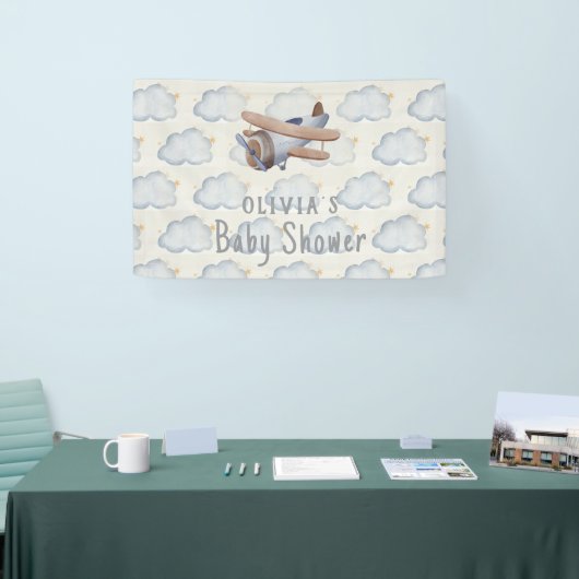 Graue und beige Wasserfarbendusche Banner (Messe)