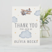 Graue und beige Wasserfarbendusche Dankeskarte (Stehend Vorderseite)
