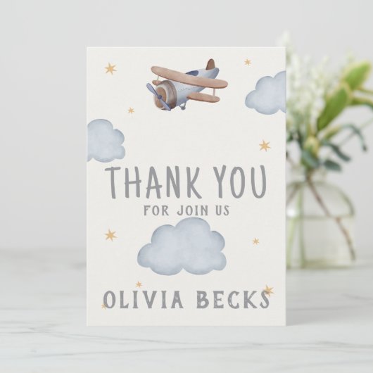 Graue und beige Wasserfarbendusche Dankeskarte (Stehend Vorderseite)