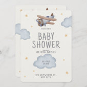 Graue und beige Wasserfarbendusche Einladung (Vorne/Hinten)