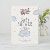 Graue und beige Wasserfarbendusche Einladung (Stehend Vorderseite)