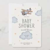 Graue und beige Wasserfarbendusche Einladung (Vorderseite)