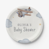 Graue und beige Wasserfarbendusche Pappteller (Vorderseite)