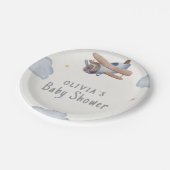 Graue und beige Wasserfarbendusche Pappteller (Schrägansicht)