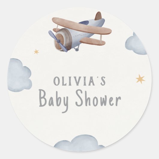 Graue und beige Wasserfarbendusche Runder Aufkleber (Vorderseite)