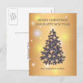 Graue und beige Weihnachtsbaume Feiertagspostkarte (Vorne/Hinten)