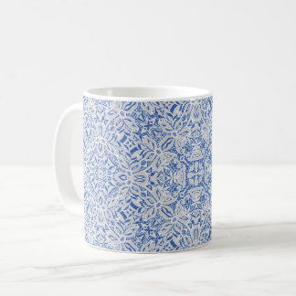 Graue und blaue durchbrochene Spitzenmuster vintag Kaffeetasse