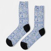 Graue und blaue durchbrochene Spitzenmuster vintag Socken (Linkes Detail)