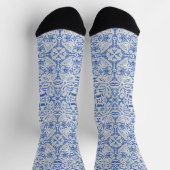 Graue und blaue durchbrochene Spitzenmuster vintag Socken (Oben)