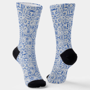Graue und blaue durchbrochene Spitzenmuster vintag Socken