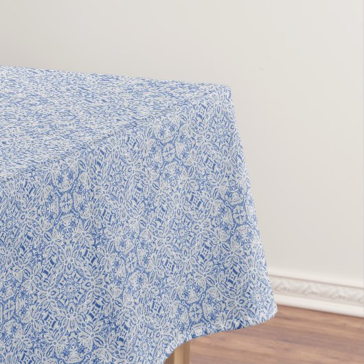 Graue und blaue durchbrochene Spitzenmuster vintag Tischdecke (Beispiel)
