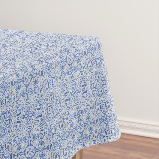 Graue und blaue durchbrochene Spitzenmuster vintag Tischdecke (Beispiel)