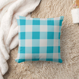 Graue und blaue Gingham Pattern Kissen