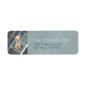 Graue und blaue Karierte Teddy-Bären-Rücksendeadre (Vorne)