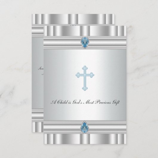 Graue und blaue Kreuzung Einladung (Vorne/Hinten)