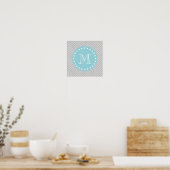 Graue und blaue moderne Zickzack Monogramm Poster (Küche)