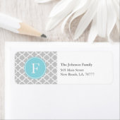 Graue und blaue Quatrefolien-Monogram-Adressenmark (Insitu)