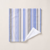 Graue und blaue Streifen Badhandtuch Set (Waschlappen)