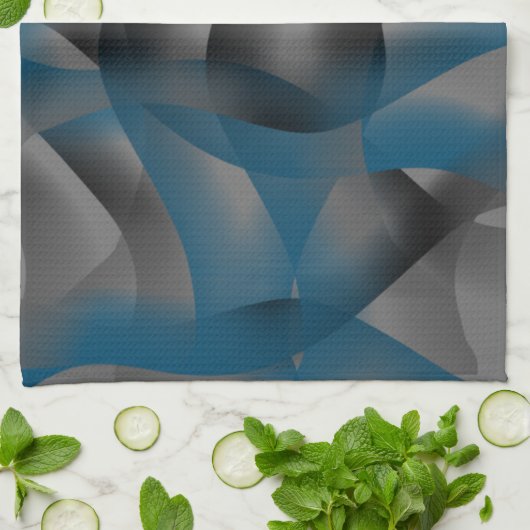 Graue und blaue Streifen, mit Gradiententeilen Geschirrtuch (Gefaltet)