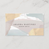 Graue und blaue Wasserfarbe & Gold-Visitenkarte Visitenkarte (Vorderseite)