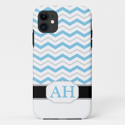 Graue und blaue Zickzack Monogram iPhone 5 Fall Case-Mate iPhone Hülle (Rückseite)