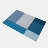 Graue und Blues-Farbblock Fußmatte (Schrägansicht)