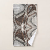 Graue und braune Abstrakte Kunst Badhandtuch Set (Handtuch)