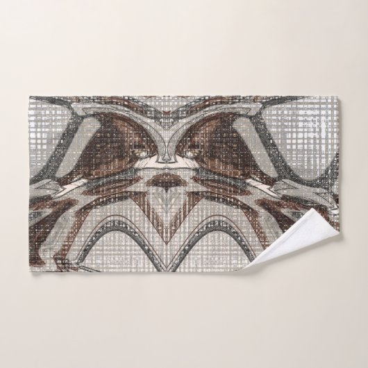 Graue und braune Abstrakte Kunst Badhandtuch Set (Handtuch)