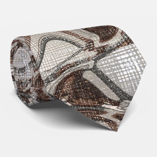 Graue und braune Abstrakte Kunst Krawatte (Gerollt)