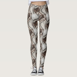Graue und braune Abstrakte Kunst Leggings