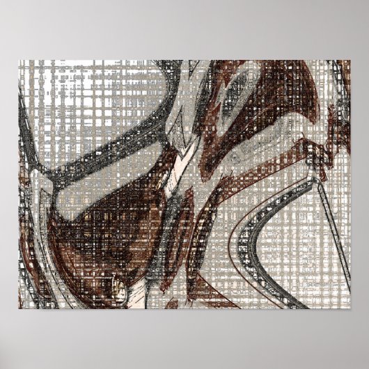 Graue und braune Abstrakte Kunst Poster (Vorne)