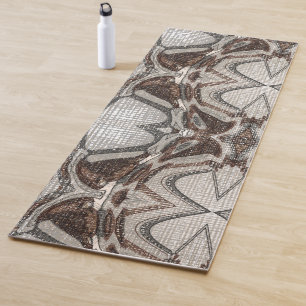 Graue und braune Abstrakte Kunst Yogamatte