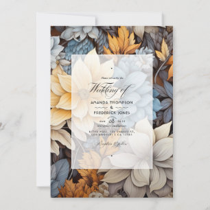Graue und braune Blumenhochzeit Einladung